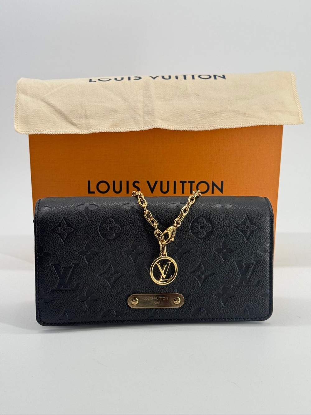 Louis Vuitton Lily Wallet On Chain Black Monogram Empreinte Leather Bag